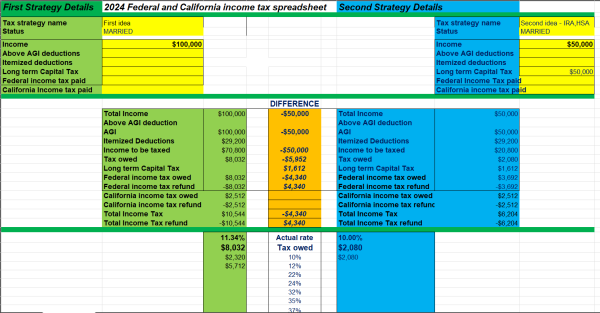 2024 Federal/California Tax Planner spreadsheet